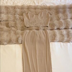 PrettyLittleThing Tan Midi Dress